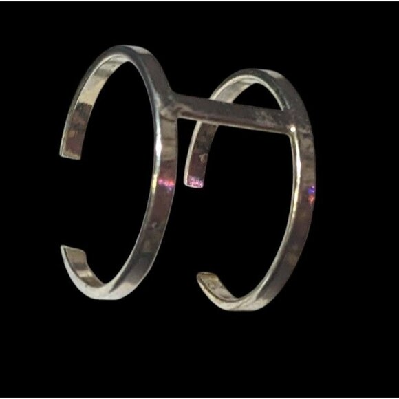 Modern Silver Tone Double Layer Cage Ring Size 9 - Picture 6 of 11